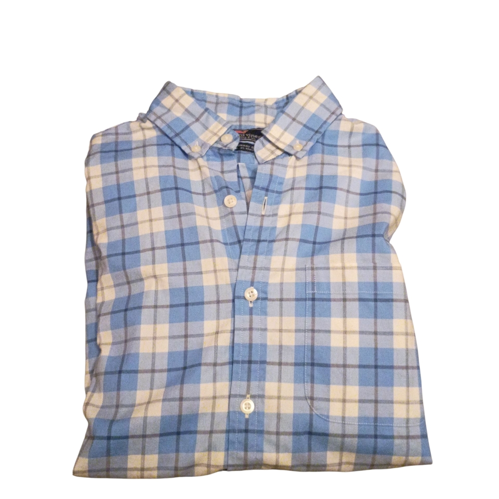 Vineyard Vines Blue and White Plaid Kids Button Down Shirt - Picture 4 of 4